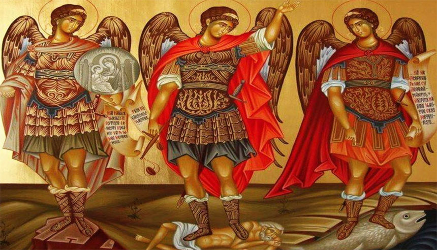 archangels michael gabriel and raphael icon